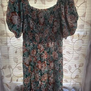 LC Lauren Conrad Floral Maxi Dress in Green and Brown